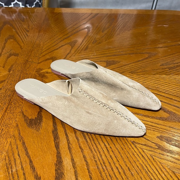 SOLD Mango women suede leather mules beige Sz 39 EU - Picture 3 of 16